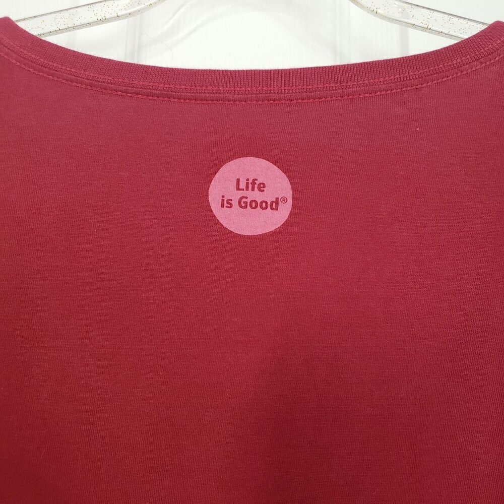 Life is Good Crusher Tee Snowflake Hearts Cotton Red Long Sleeve Womens Size XL - Picture 9 of 12